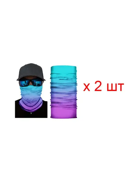 Happy Pirate Бандана бафф омбре из голубого в фиолетовый, 2 шт