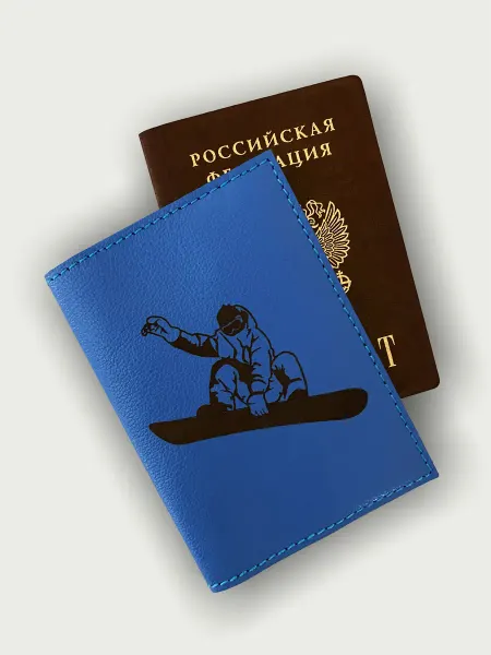 KAZA Чехол на паспорт из натуральной кожи спорт сноубордист