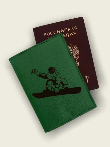 KAZA Чехол на паспорт сноубордисту из натуральной кожи подарок