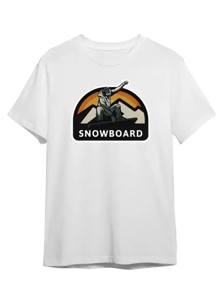 RIRIBOW Футболка Сноубордист Snowboard Графический Принт Спорт