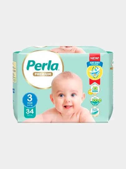 Подгузники ''Perla'', размер 3 Midi, двойная упаковка, 34 шт