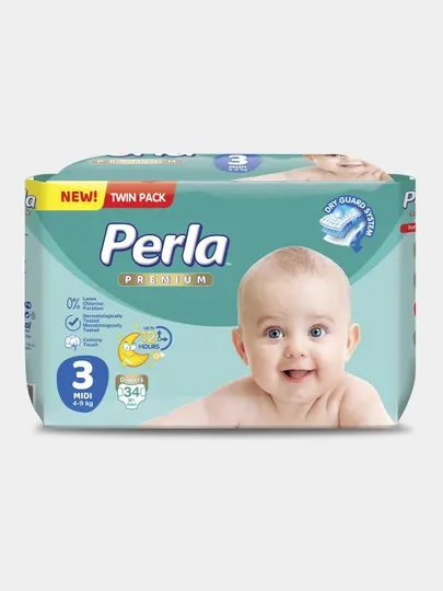 Подгузники Perla Twin 3 Midi, двойная упаковка, 34 шт