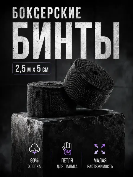 Унга Бинты боксерские 2.5 м 2 штуки детские для бокса