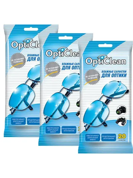 OptiClean Салфетки для оптики, 20 шт*3 уп