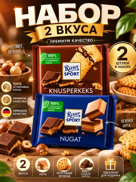 Ritter sport Шоколад Риттер спорт 2 вкуса