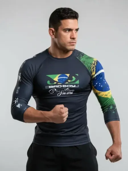 BAD BOY Футболка компрессионная BJJ с рукавом 3 4 бжж