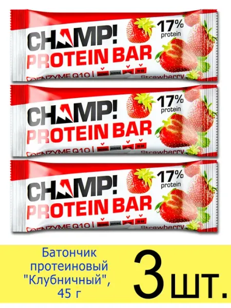 ЛЕОВИТ Батончик протеиновый Protein Bar CHAMP «Клубничный» 45 г