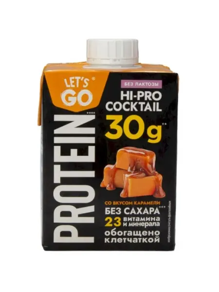 Молочный коктейль Let's Go Карамель обезжиренный, 500г