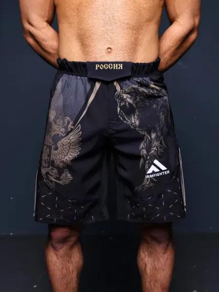 IAMFIGHTER Спортивные шорты мма Россия с гербом для единоборств