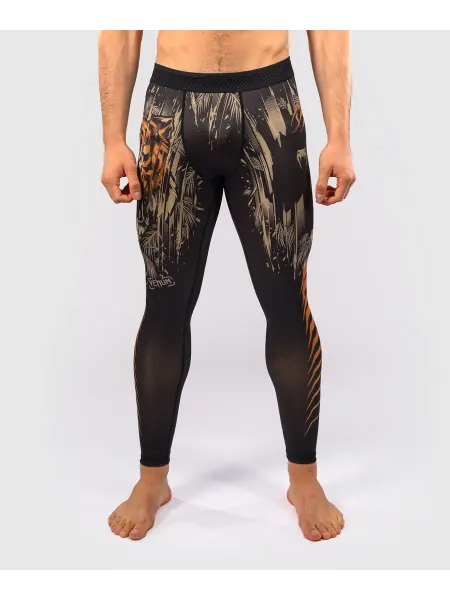 Venum Компрессионные штаны тайтсы мужские Tiger Black Neon Orange