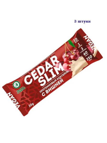 Кедровый протеиновый коктейль без сахара с вишней 3 шт