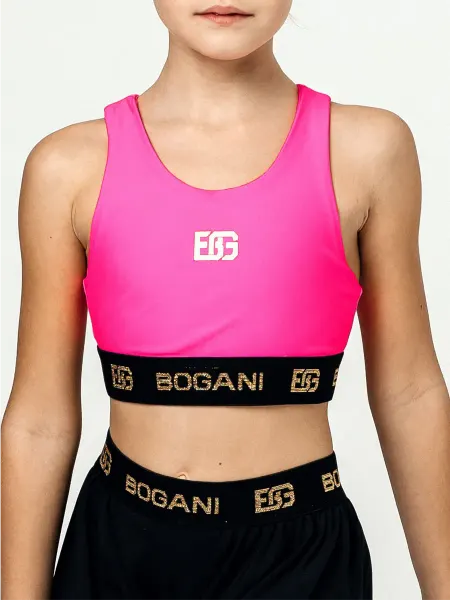 BOGANI Топ спортивный для художественной гимнастики розовый неон