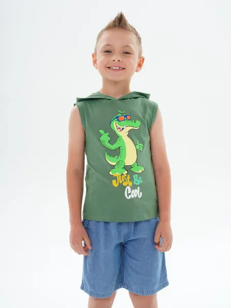 KariKids Майка для мальчика спортивная оверсайз с капюшоном