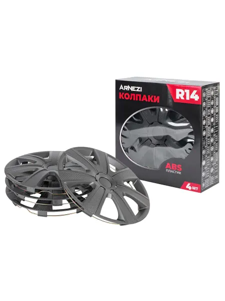 ARNEZI Колпаки R14 на колеса Hadar 4шт черно-матовые ABS-пластик