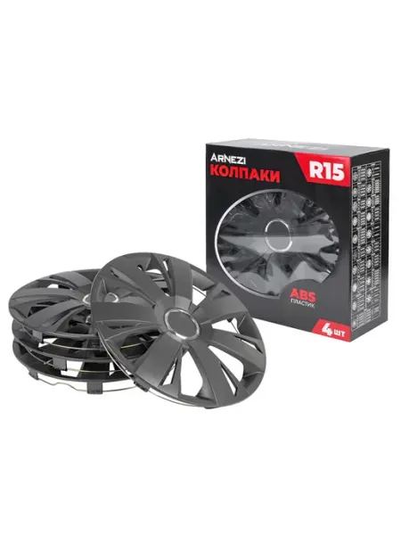 ARNEZI Колпаки R15 на колеса Sirius 4шт черно-матовые ABS-пластик