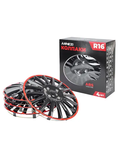ARNEZI Колпаки R16 A0702077 4шт черно-красные ABS-пластик