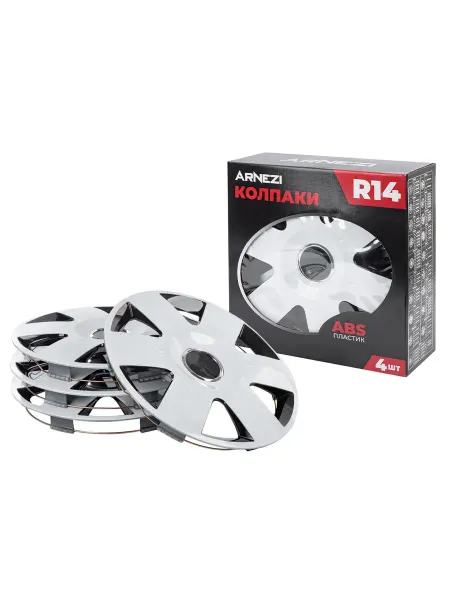 ARNEZI Колпаки R14 на колеса Epsilon 4шт серебристые ABS-пластик