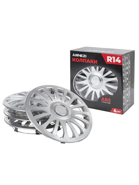 ARNEZI Колпаки R14 на колеса Sapphire 4шт серебристые ABS-пластик