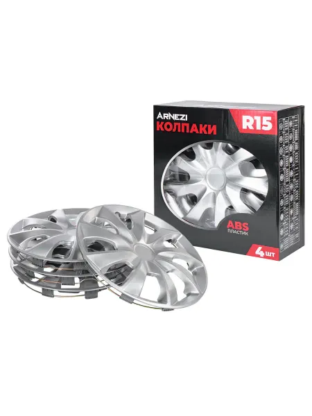 ARNEZI Колпаки R15 на колеса Stardust 4шт серебристые ABS-пластик