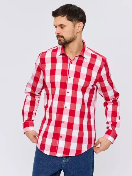BAWER Рубашка в крупную клетку Slim Fit