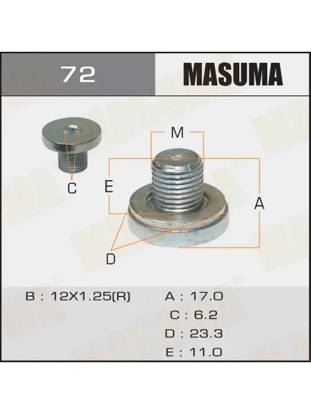 MASUMA Болт слива масла М12 x 1,25 AКПП Toyota Lexus
