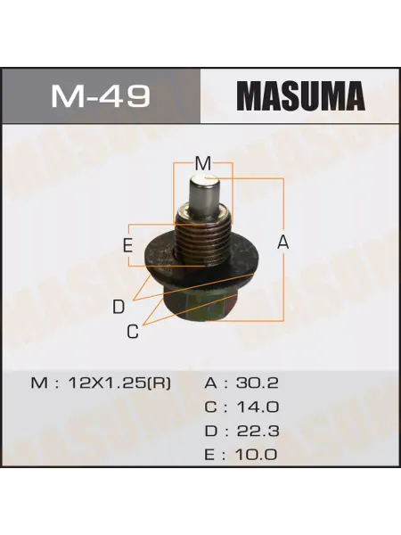 MASUMA Болт слива масла M12 x 1.25 для а м Toyota с магнитом
