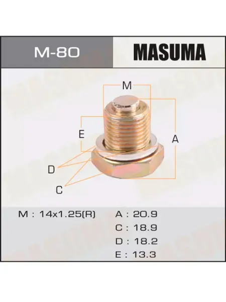 MASUMA Болт слива масла M14 x 1.25 с магнитом