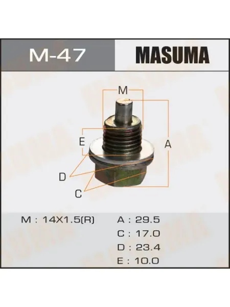 MASUMA Болт слива масла M14 x 1.5 с магнитом для а м Honda Isuzu