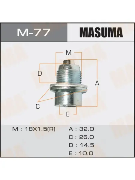 MASUMA Болт слива масла M18 x 1.5 с магнитом для а м Honda