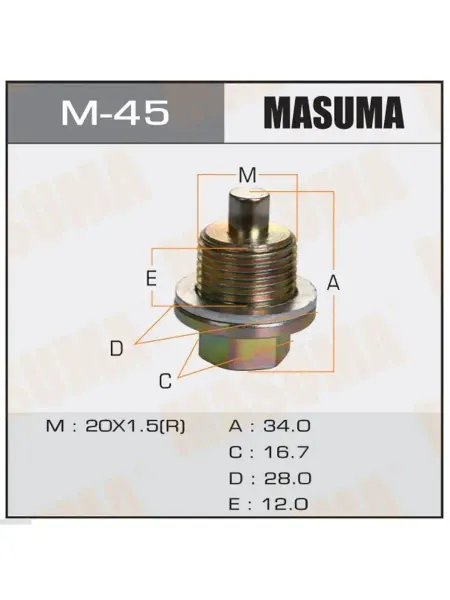 MASUMA Болт слива масла M20 x 1.5 магнитом Honda