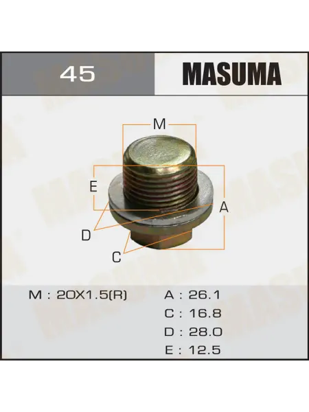 MASUMA Пробка сливная M20 x 1.5 Honda