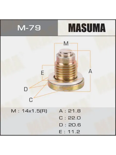 MASUMA Болт слива масла М14 x 1,5 с магнитом