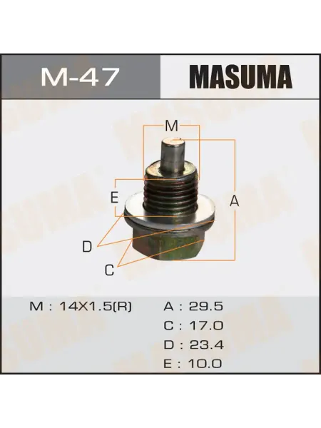 MASUMA Болт маслосливной С МАГНИТОМ (с шайбой) Isuzu 14х1.5mm MASU