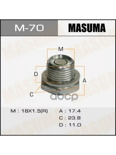 MASUMA Болт маслосливной A T С МАГНИТОМ (с шайбой) Toyota 18x1.5m