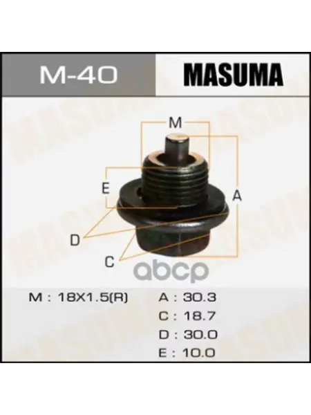 MASUMA Болт маслосливной С МАГНИТОМ (с шайбой) Toyota 18х1.5mm 2L