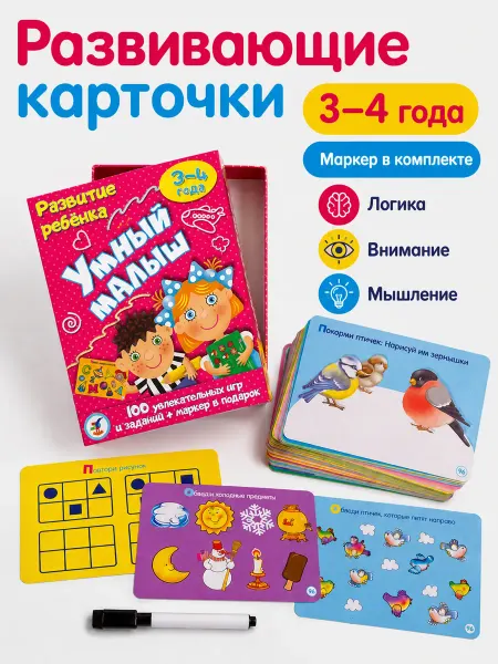 ДРОФА Набор Развивающие карточки с заданиями пиши стирай 3-4 года