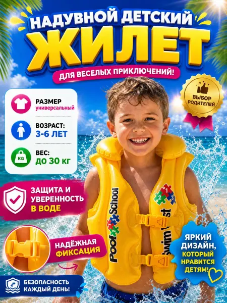 Intex Жилет спасательный детский для плавания 3-6 лет 58660