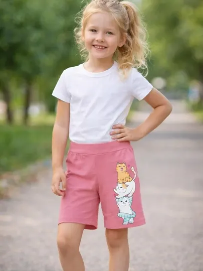 Шорты детские для девочек, х/б трикотаж, 3-7лет