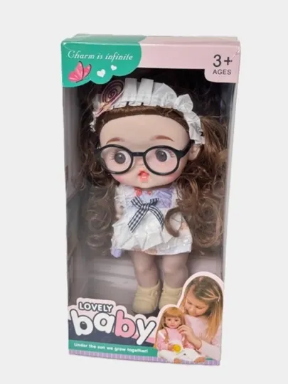 Музыкальная кукла Lovely Baby в очках для девочек, в красивом платье, 3+ Случайный выбор
