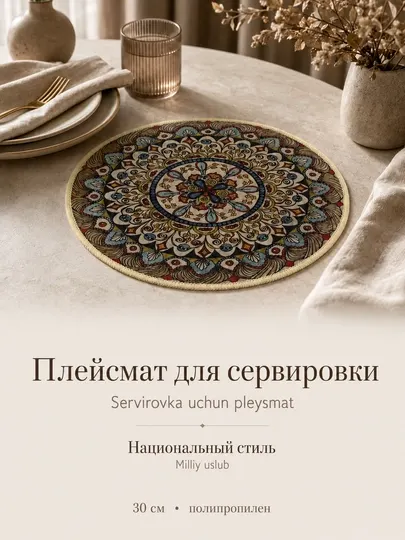 Плейсмат круглый 30 см из полипропилена, для сервировки стола