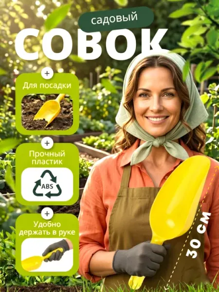 Совок садовый с мерной шкалой 30 см Тёмно-серый