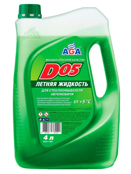 AGA 110D Летняя жидкость для стеклоомывателей D05, 4л