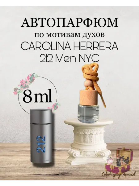 Автомобильные ароматизаторы Пахучка в машину Carolina Herrera 212 Men NYC 8 мл
