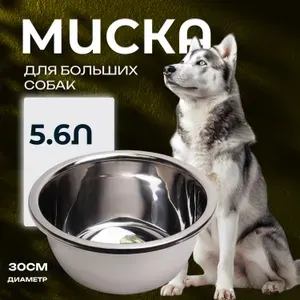 Миска 30 см стальная большая для собак, щенков крупных и средних пород, миска глубокая металлическая из нержавеющей стали для больших животных из нержавейки
