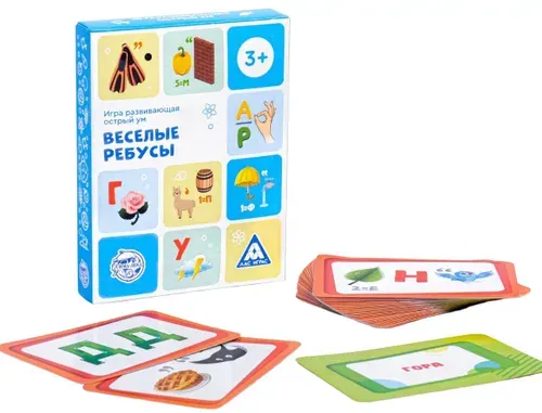 Развивающая настольная игра "Весёлые ребусы", логические головоломки для детей, в наборе 30 карт