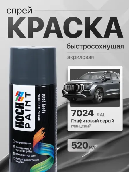 Hoch Paint Краска автомобильная спрей графитовый серый 7024, 520 мл
