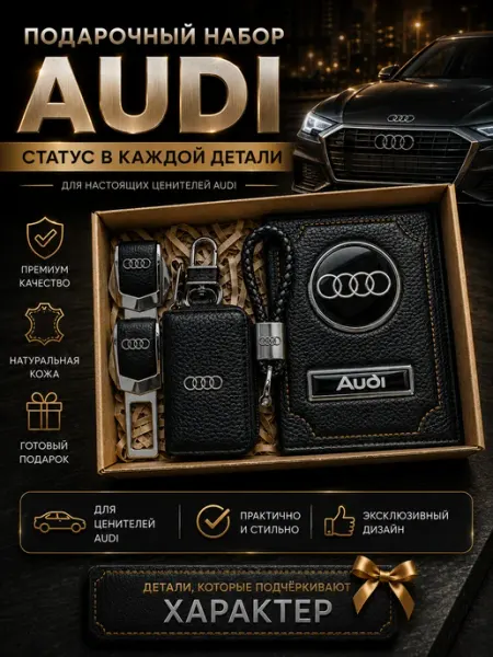 Oblozhka55 Обложка для автодокументов Audi, подарочный набор
