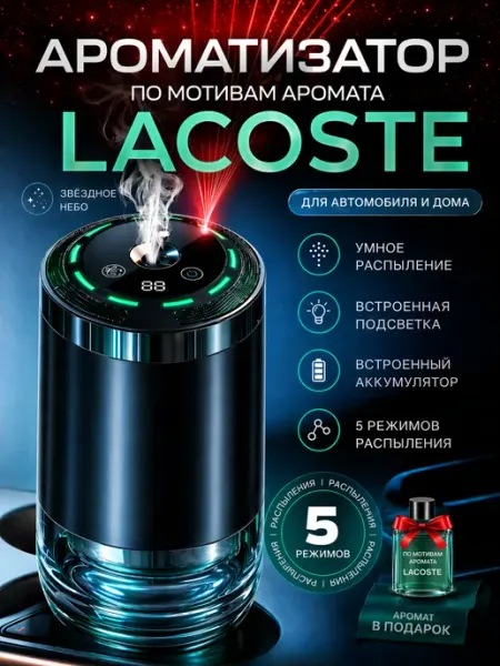 КАРВЕЛЛ Ароматизатор автомобильный автоматический + Lacoste