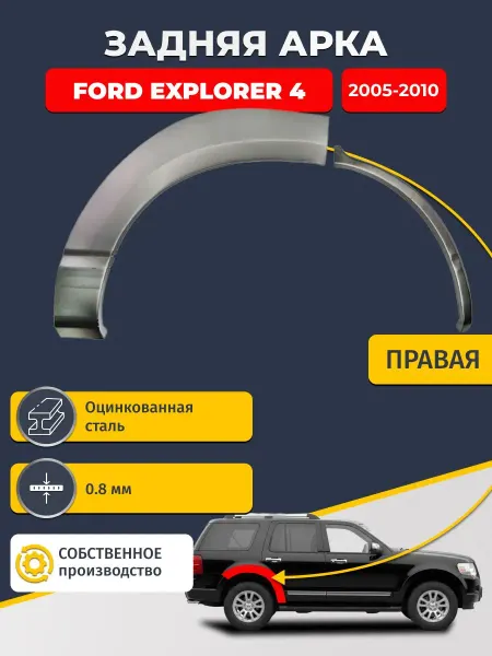 Avtoporogi Правая арка, Ford Explorer 4 2005-2010, цинк 0.8