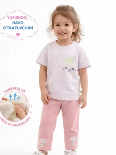 Детский комплект для девочек: футболка и лосины, хлопок, удобный, 1–5 лет